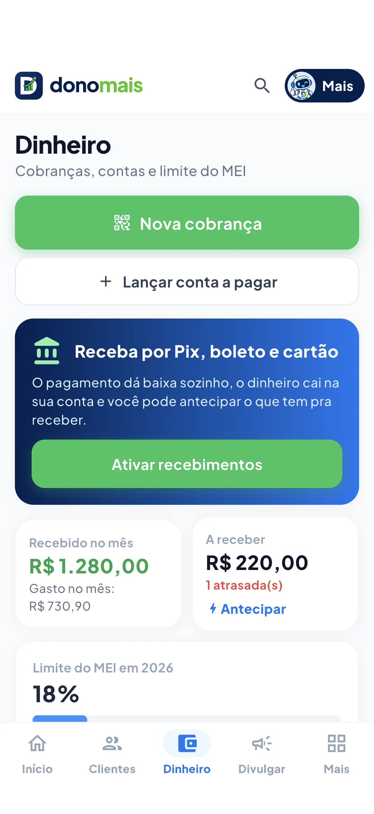 Donomais no celular, tela 3
