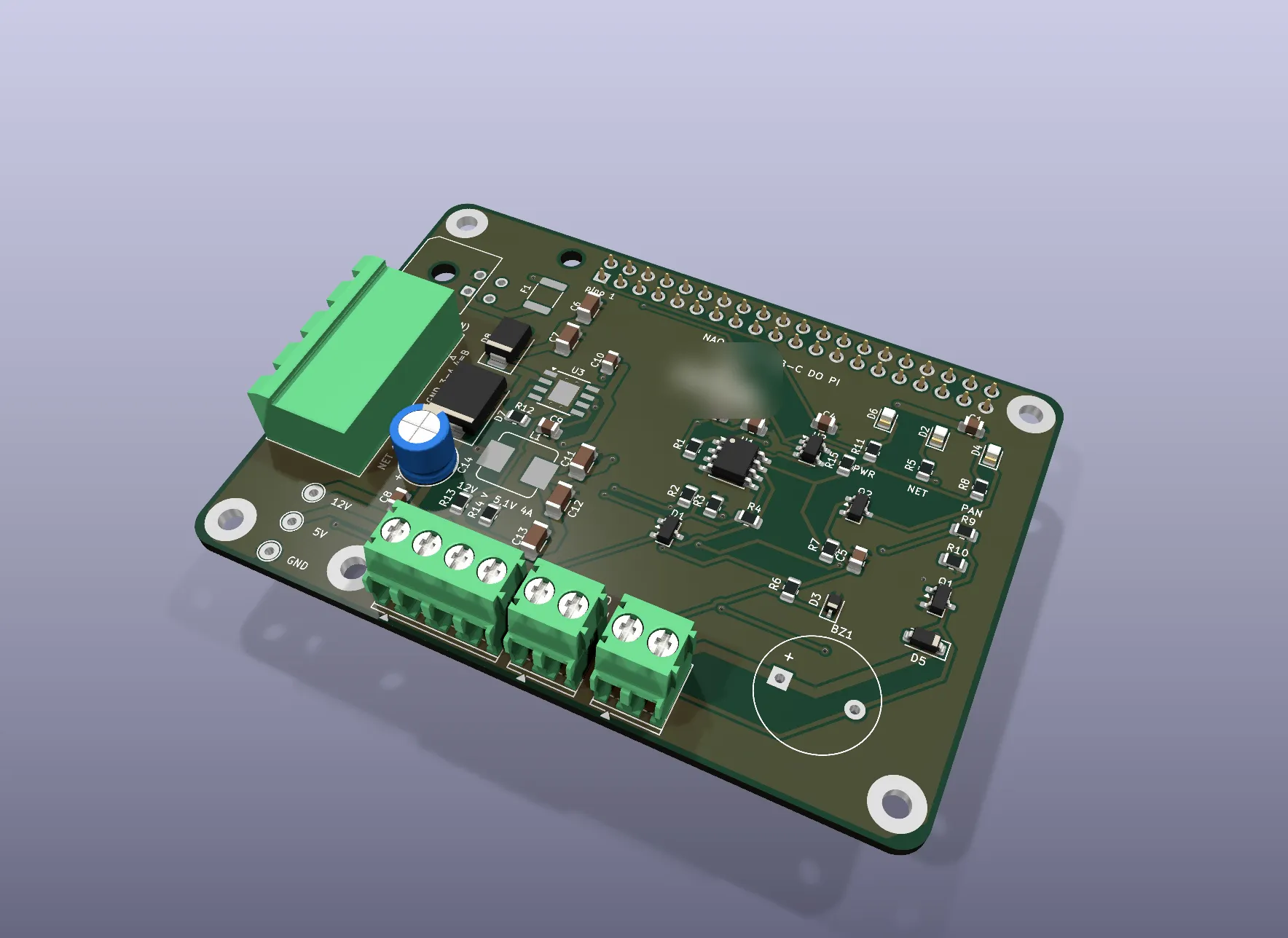 Render 3D da placa Placa de interface