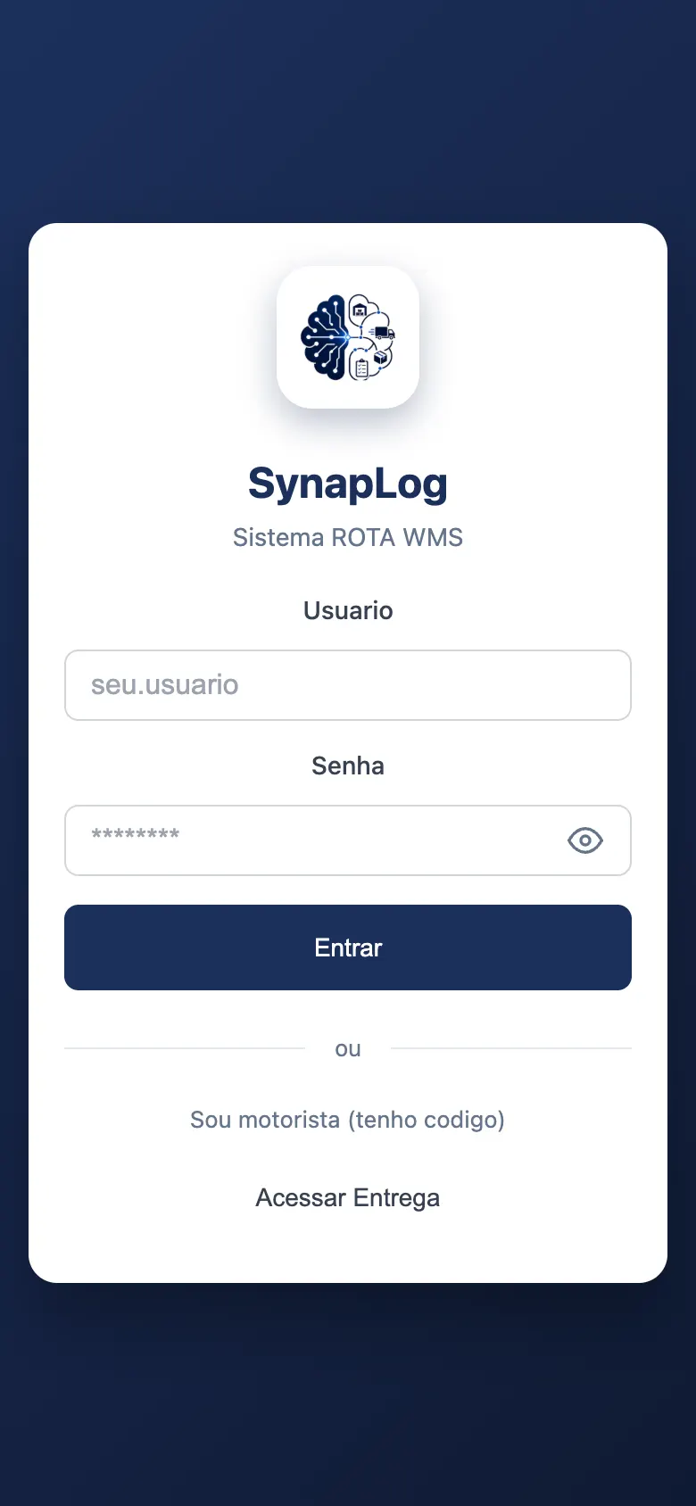 SynapLog no celular, tela 2